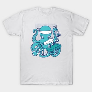 Vintage Octopus Sushi Chef Cartoon T-Shirt